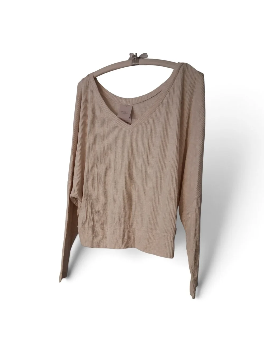 Auden Cream Ribbed V-Neck Sleepwear Top XL